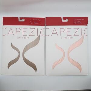 2 Capezio Women's Ultra Soft Transition Footed Tights #1916 Lt Suntan Pink L/XL